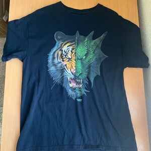 Adults Black Tiger and Dragon Graphic Tee